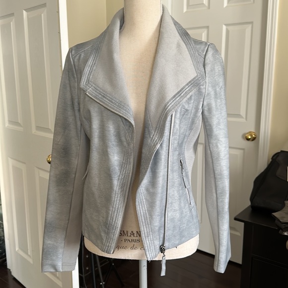 Zip Front Faux-Leather Ribbed Jacket - Picture 7 of 7